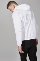 White quarter zip packable Rain jacket and windbreaker