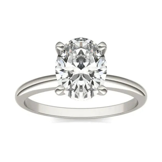 2 CTW Oval Lab Grown Diamond Solitaire Engagement Ring 14K White Gold