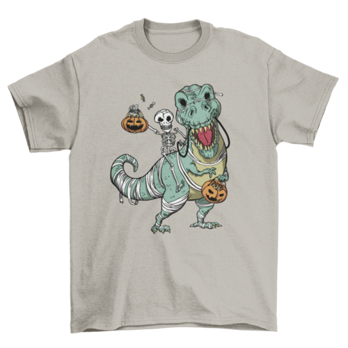 Skeleton and t-rex Halloween t-shirt