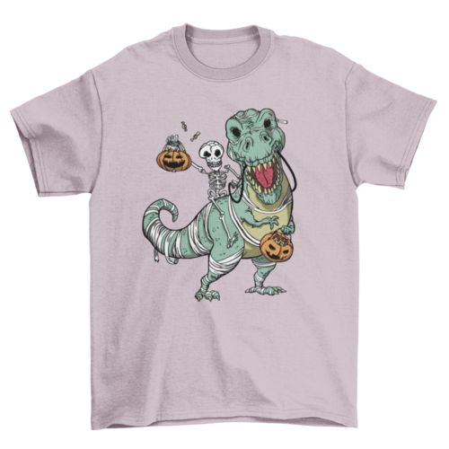 Skeleton and t-rex Halloween t-shirt
