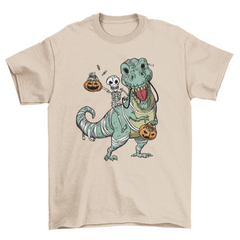 Skeleton and t-rex Halloween t-shirt
