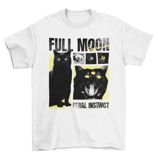 Animal Halloween Full Moon Black Cat Witches Quote "Full moon, feral