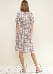 Women's Multi Check Button Down Slit Skirt in Multiplaid