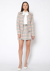 Women's Striped Open Front Tweed Blazer In Bittersweet