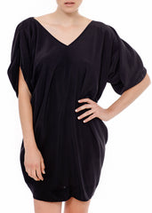 Women's 100% Silk Wide V Neck Dress