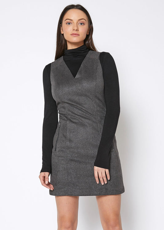 Brushed Wool V-Neck Tank Mini Dress