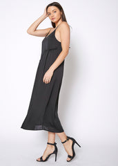 Women's Diagonal Patched Spaghetti Strap Maxi Dress In Black