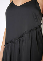 Women's Diagonal Patched Spaghetti Strap Maxi Dress In Black