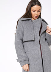 Women's Wool Blended Overlay Notch Collar Coat