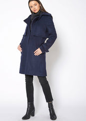 Women's Wool Blended Overlay Notch Collar Coat