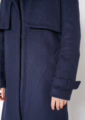 Women's Wool Blended Overlay Notch Collar Coat