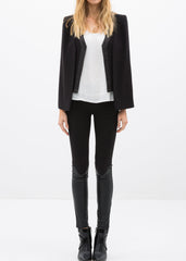 Women's Black Satin Trim Cape Blazer