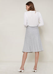 Ro & De Women's High Waisted Wool Knit Midi Skirt In Heather Grey