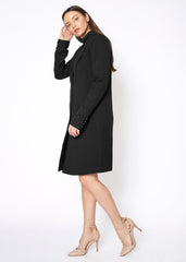 Women's Notch Lapel Longline Button Front Jacket