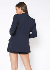 Women's Single Button Notch Collar Gabardine Blazer