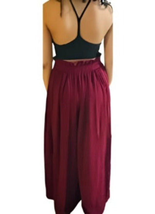 Women's Wide Leg Palazzo Pants / Burgundy