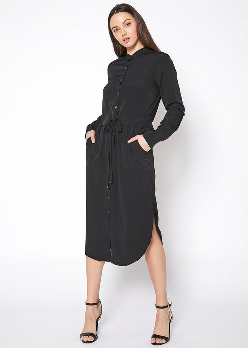 Women's Long Mock Neck Shirt Dress