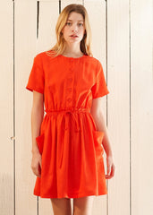 Women's Short Sleeve Utility Dress in Poppy