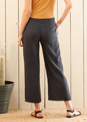 Women's Fringe Hem Cropped Pants in Navy