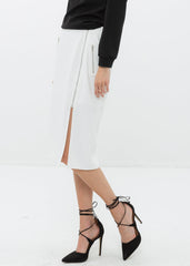 Women's Zip Up Slit Hem Midi Skirt