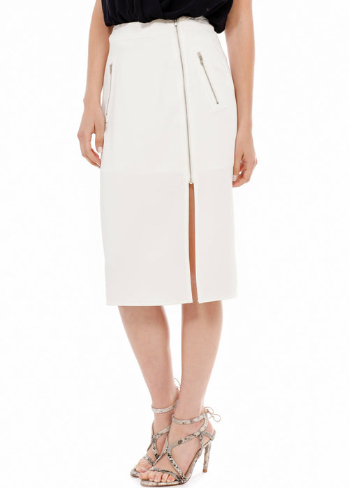 Women's Zip Up Slit Hem Midi Skirt