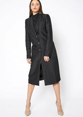 Women's Button Down Longline Blazer In Black