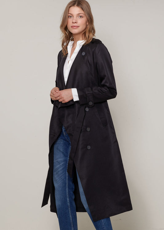 Women's Tie Waist Maxi Trench Coat