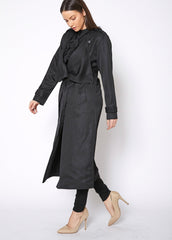 Women's Tie Waist Maxi Trench Coat