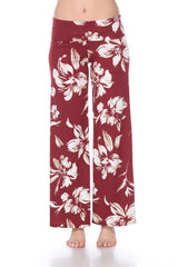 White Mark 550-183-S Womens Flower Print Palazzo Pants, Red - Smal