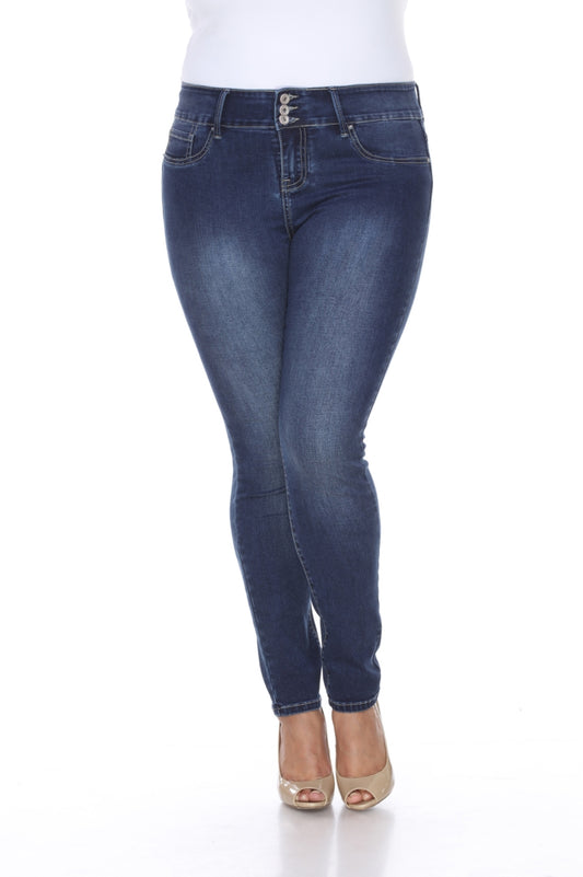 PS526-A-26 Plus Size Super Stretch Denim, Dark Blue - Size 26