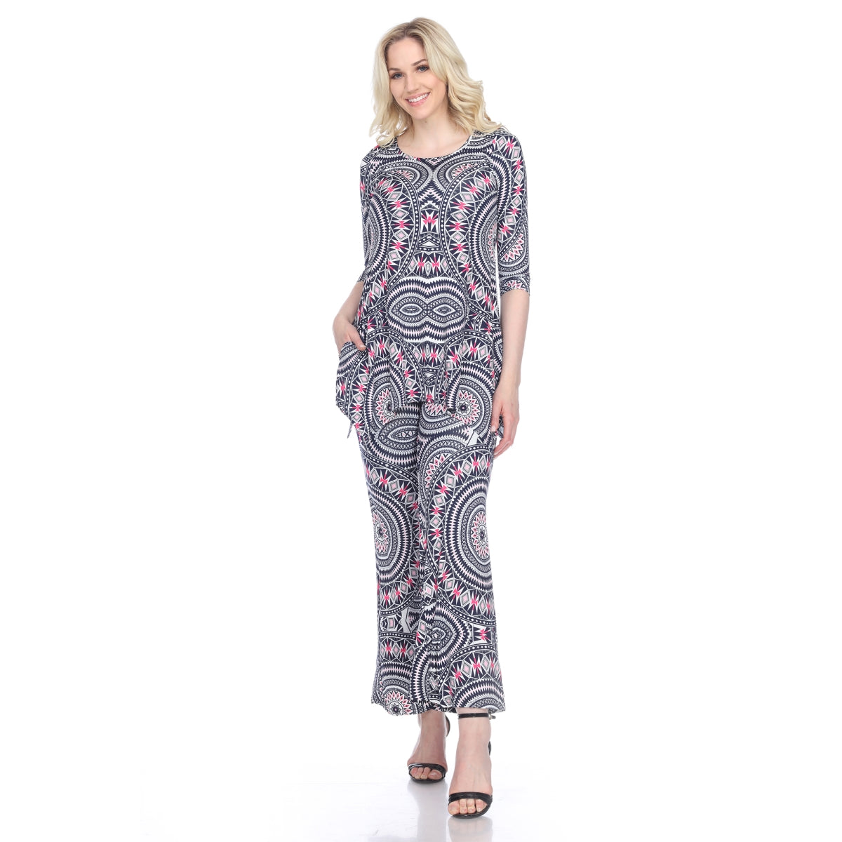 White Mark Set-031-L Geo Head to Toe Printed Set, Pink - Large