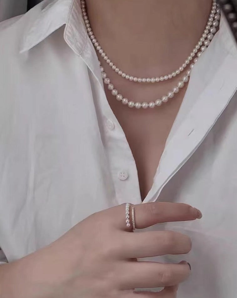 Double-Layered Pearl Choker Necklace