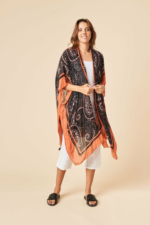 THE BURNT ORANGE KIMONO IN PAISLEY PRINT