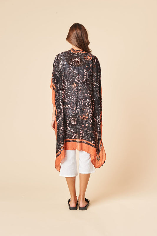 THE BURNT ORANGE KIMONO IN PAISLEY PRINT