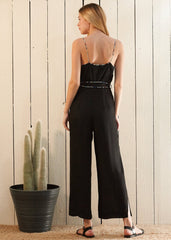 Women's Multi-color Binding Jumpsuit in Black