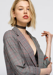 Women's Multi Glen Plaid Blazer In Grey Plaid