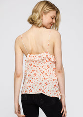 Women's Fall Garden Asymmetrical Ruffle Camisole In Coral Gold