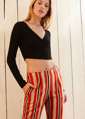 Women's Hi-waisted Cropped Pants in Poppy Multi