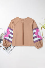 DUNE Flower Patchwork Exposed Seam Raglan Sleeve Top