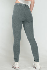 Dark Grey Vintage Wash Ribbed Leggings