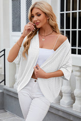 Eyelet Open Front Half Sleeve Cardigan