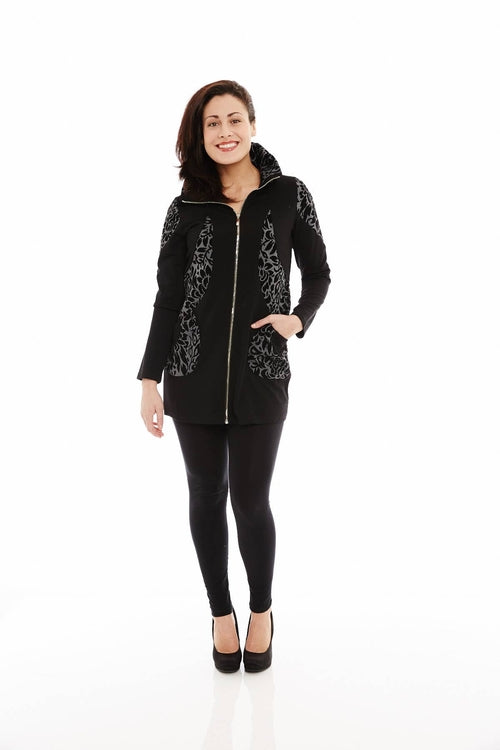 THE ZIP IT OFF JACKET IN LEXI BLACK LEOPARD