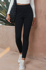 Black Solid High Waist Thermal Lined Leggings