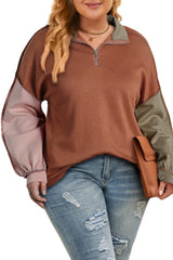 Gold Flame Plus Size Colorblock Exposed Seam Sweatshirt