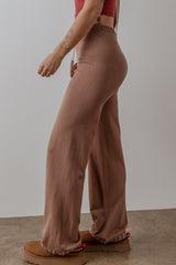 Straw Yellow High Waist Straight Leg Knitted Pants