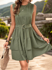 Layered Round Neck Sleeveless Mini Dress