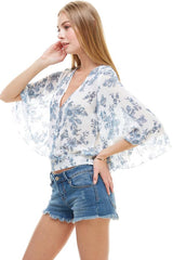 LONG SLEEVE SURPLICE FLORAL TOP