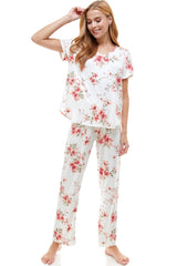 Loungewear Set for Women's Floral Print Pajama Set