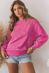 Blank Sweatshirt - Rosy Distressed Casual Loose Pullover Sweatshirt Customized