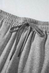 Light Grey Plain Fleece Lined Drawstring Waist Pants